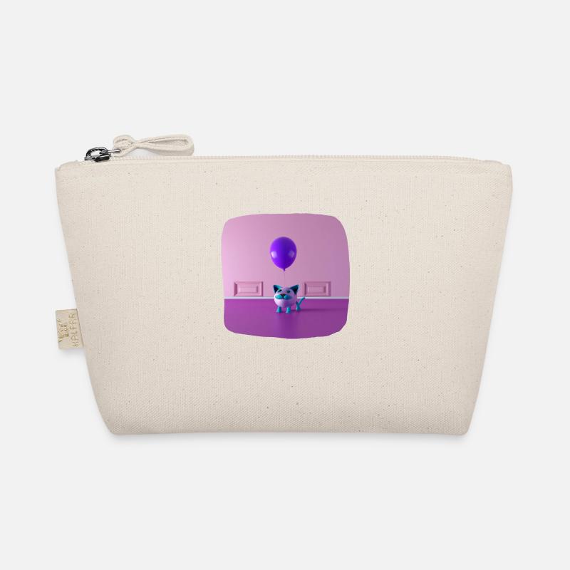 A cat with a mustache holding a balloon Organic Pouch