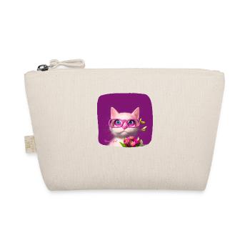 Cat in glasses handing flowers - Organic Pouch - nature - Front