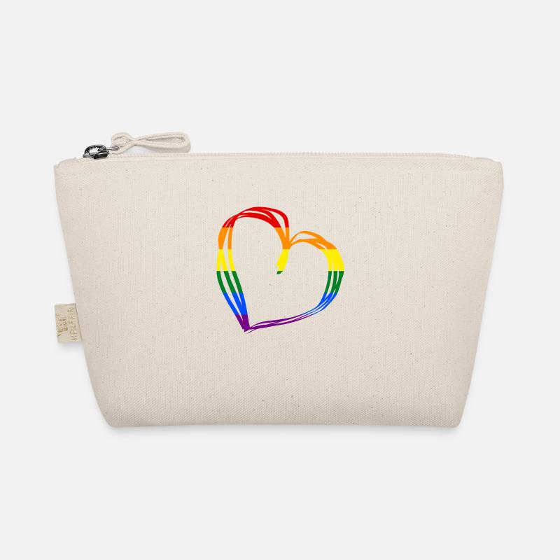 LGBTQ Pride Flag LOVE Lesbian heart - Bio-Täschchen - Natur