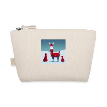 Cute Llama Red-White Christmas Scarf - Organic Pouch - nature - Front