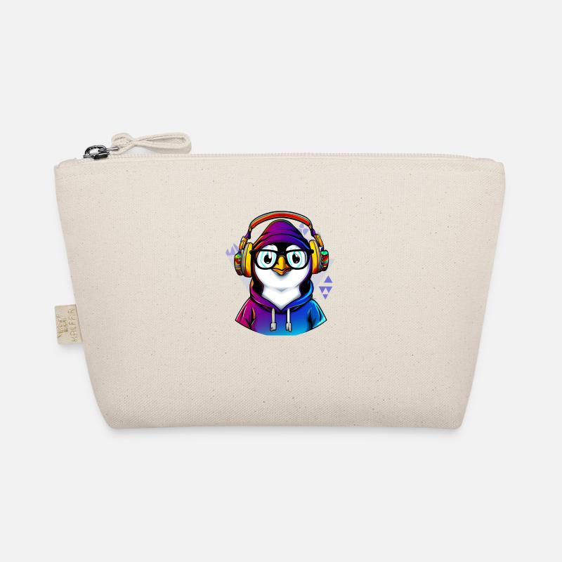 Nerd Pinguin mit Pullover - Bio-Täschchen - Natur