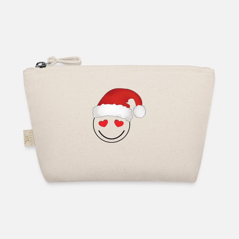 Weihnachtlicher Smily - Bio-Täschchen - Natur