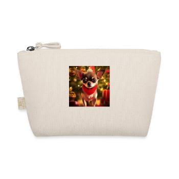 Chihuahua avec couronne de Noël et cadeaux - Trousse biologique - nature - Devant