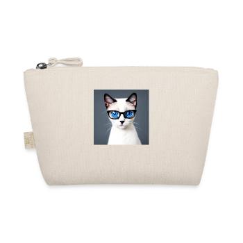 Cute cat Zoe with glasses - Organic Pouch - nature - Front