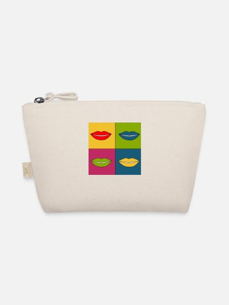Pop Art Lips Lipstick Poster Colorful Gift - Organic Pouch - nature - Front
