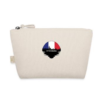 Straßburg Frankreich Flagge Skyline Silhouette Reisen - Bio-Täschchen - Natur - Vorne
