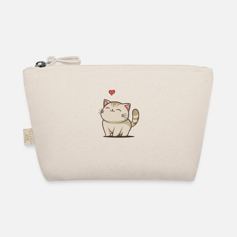 Kawaii Katze mit Herz - Bio-Täschchen - Natur