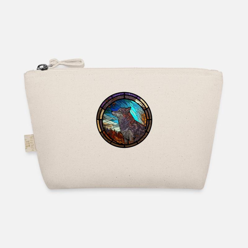 Stained glass wolf Organic Pouch