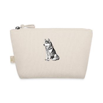 Cute Husky Dog Breed Head Cartoon Illustration - Organic Pouch - nature - Front