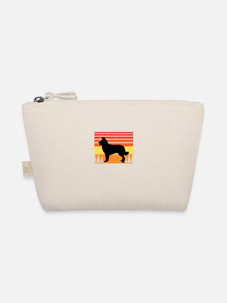 Kroatischer Schäferhund Hund Liebe Silhouette Retro Sonnenuntergang - Bio-Täschchen - Natur