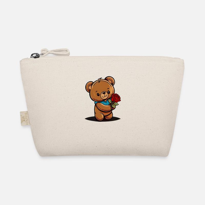 Cute Plush Bear with Rose - Valentine's Day Organic Pouch