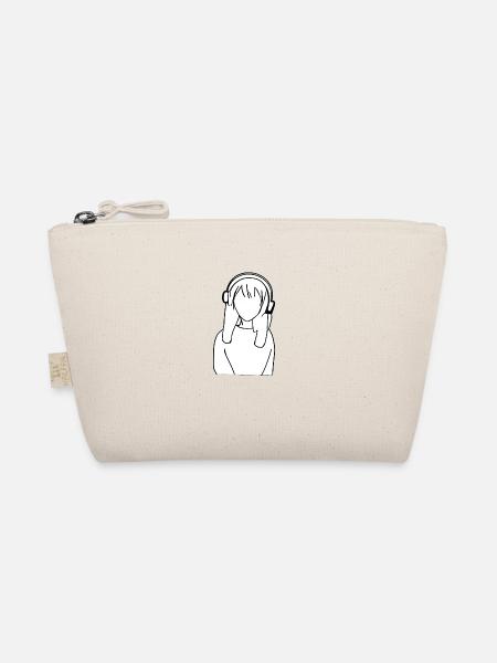 Manga Girl Headphones cartoon anime - Organic Pouch - nature - Front