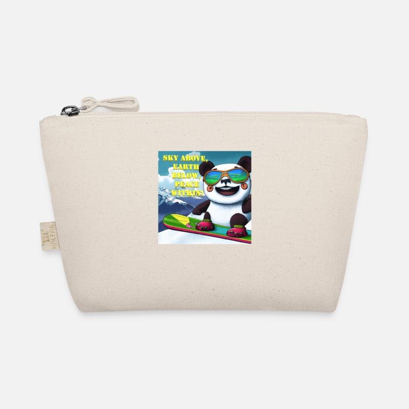 Panda sur Snowboard Variante 1 Texte Trousse biologique