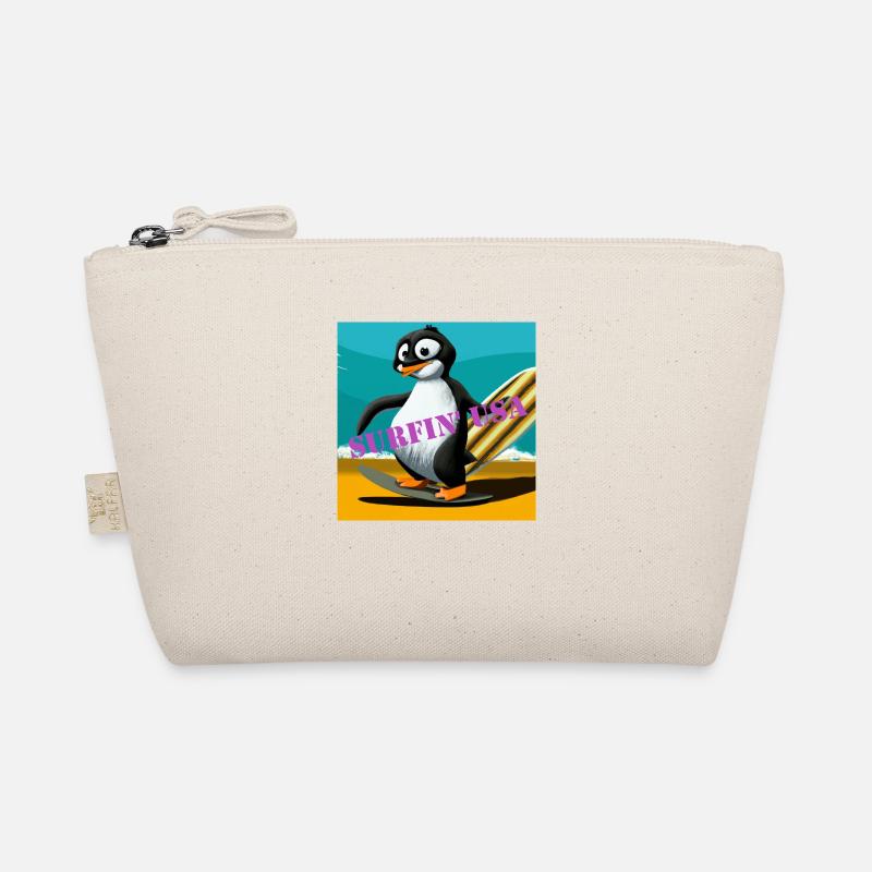 Surfender Pinguin Geschenk Bio-Täschchen