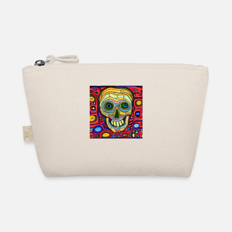 Farbiger Hintergrund mit Schädel Bio-Täschchen