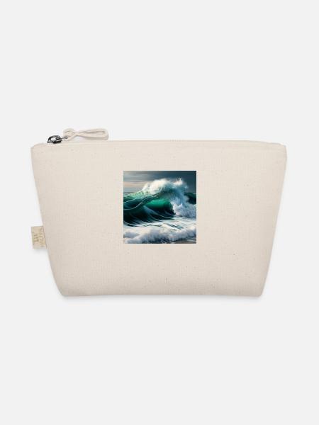 Welle am Strand - Bio-Täschchen - Natur