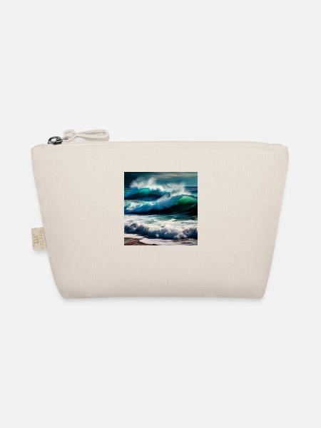Welle am Strand - Bio-Täschchen - Natur