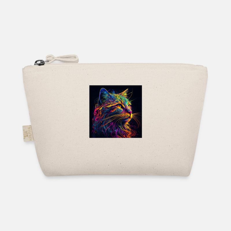 Bunte Katze, farbiges Design - Bio-Täschchen - Natur