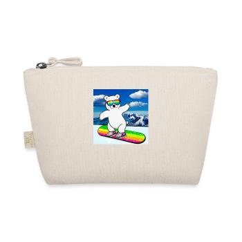 Cool Polar Bear Rides Snowboard V4 Gift - Organic Pouch - nature - Front