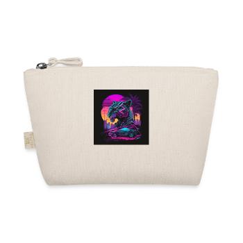 Tiger mit Neonfarben, Synthwave / 80er Jahre - Bio-Täschchen - Natur - Vorne