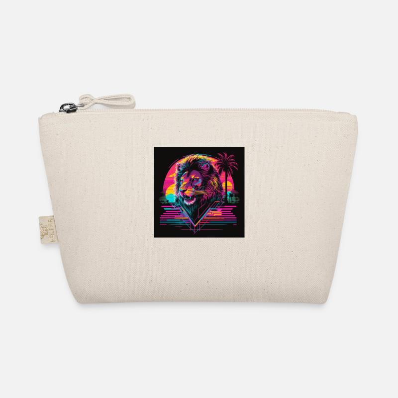 Lion with neon colors, synthwave / 80s Organic Pouch