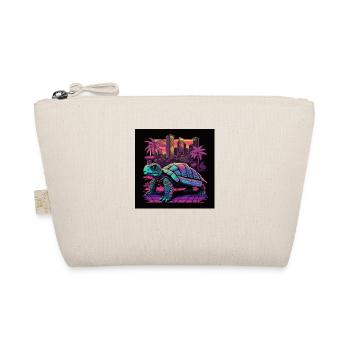 Schildkröte mit Neonfarben, Synthwave / 80er Jahre - Bio-Täschchen - Natur - Vorne