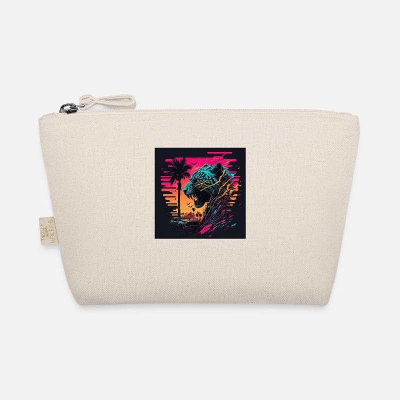 Tiger with neon colors, synthwave / 80s Organic Pouch