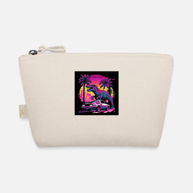 Dinosaurs with neon colors, synthwave / 80s Organic Pouch