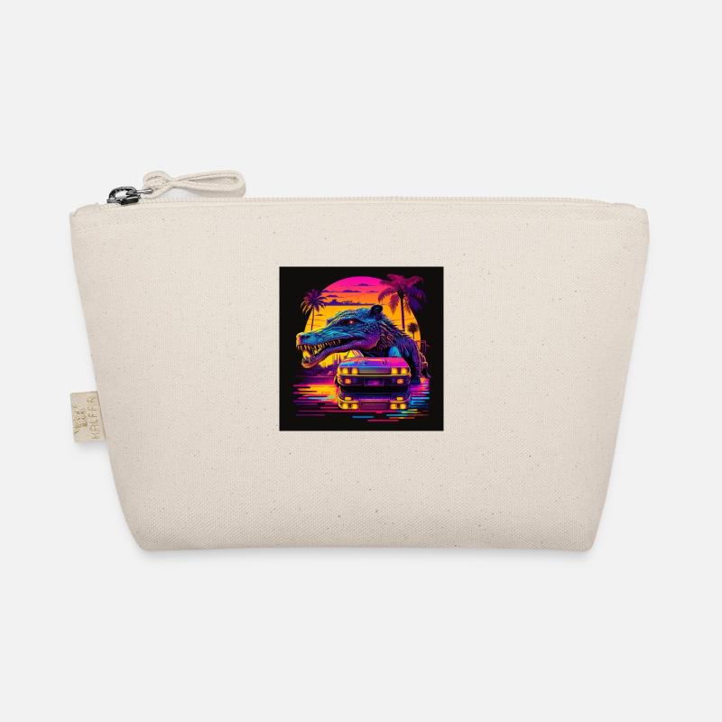 Crocodile with neon colors, synthwave / 80s Organic Pouch