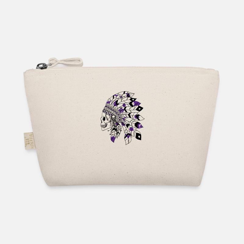 crâne avec coiffe indienne noir et violet Trousse biologique