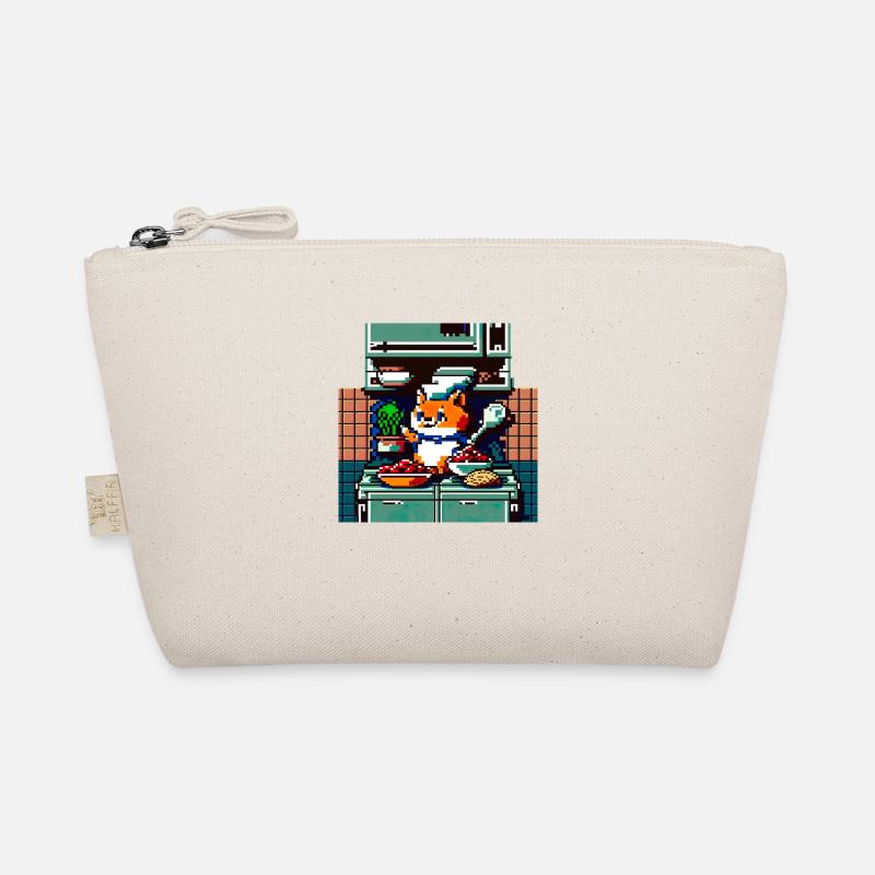 cooking cat in 8 bit as a chef in the kitchen Organic Pouch