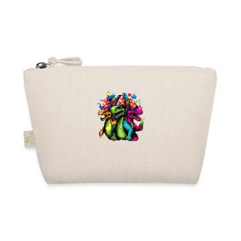 Cool colorful dinosaur motif - 3 T-Rex - Organic Pouch - nature - Front