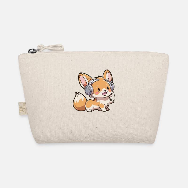 Kawaii Süßer glücklicher bunter Hund mit Kopfhörern Bio-Täschchen