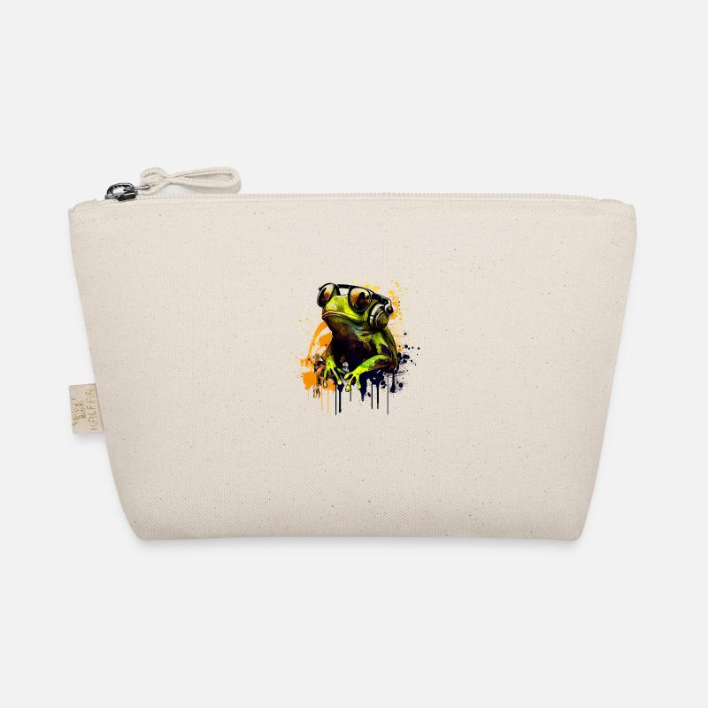 Cooler Frosch mit Sonnenbrille und Kopfhörern - Bio-Täschchen - Natur
