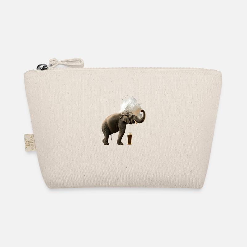 Elefant Duscht in Bier. Cooles Tier mit Alkohol Bio-Täschchen
