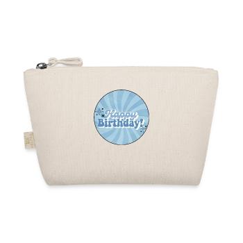 Blue Retro Happy Birthday Lettering - Organic Pouch - nature - Front