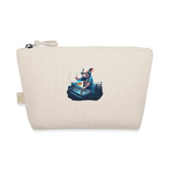 Cool DJ with a bie behind the turntables - Organic Pouch - nature - Front