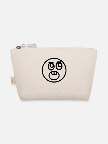 Emoji sketch surprises black - Organic Pouch - nature - Front