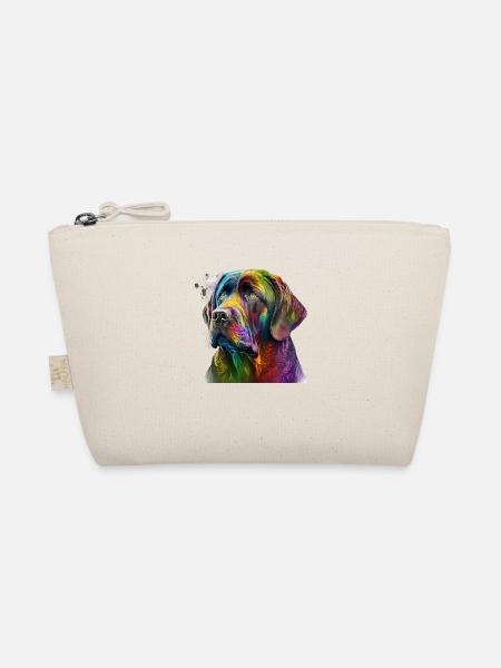 Bunter Hund im Splash Art Design - für alle - Bio-Täschchen - Natur - Vorne