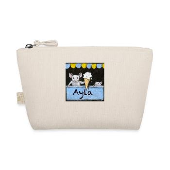 Ayla Personalised Name with mice selling Icecream - Organic Pouch - nature - Front
