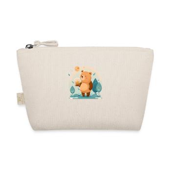 sweet happy bear with beer - Organic Pouch - nature - Front