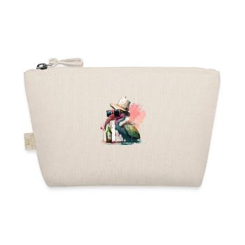Cooler Flamingo mit Sonnenbrille Bier und Hut - Bio-Täschchen - Natur - Vorne