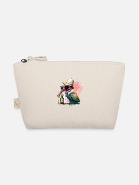 Cool flamingo with sunglasses beer and hat - Organic Pouch - nature - Front