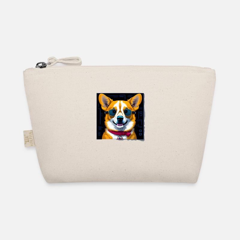 Corgi mit Sonnenbrille - Bio-Täschchen - Natur