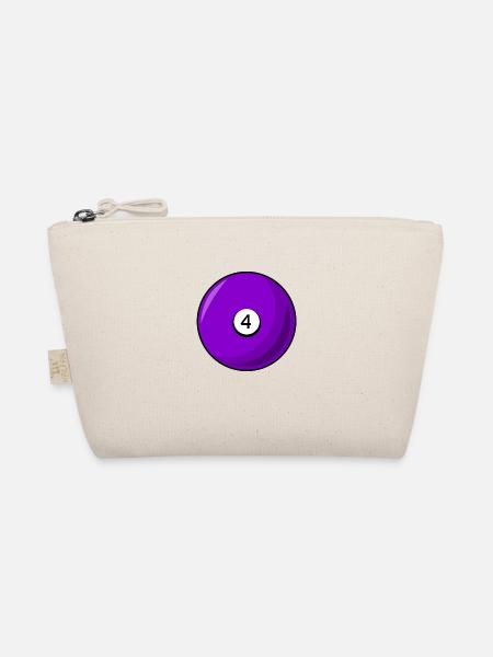 Billardkugel 4 violett Billard vier - Bio-Täschchen - Natur - Vorne