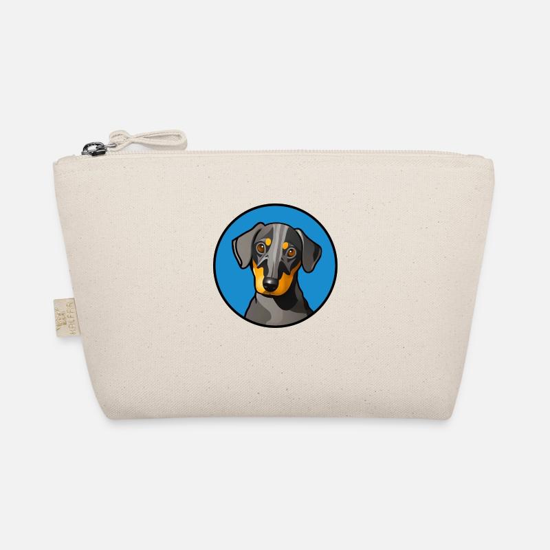 Dachshund Design graphic yellow grey in blue circle Organic Pouch