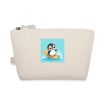 Cute surfing penguin on a surfboard - Organic Pouch - nature - Front