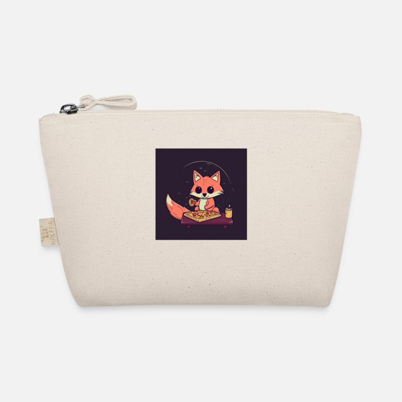 Cute fox watches TV and eats pizza Organic Pouch