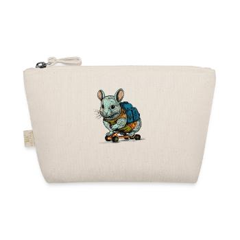 Cute chinchilla on a cool skateboard - Organic Pouch - nature - Front