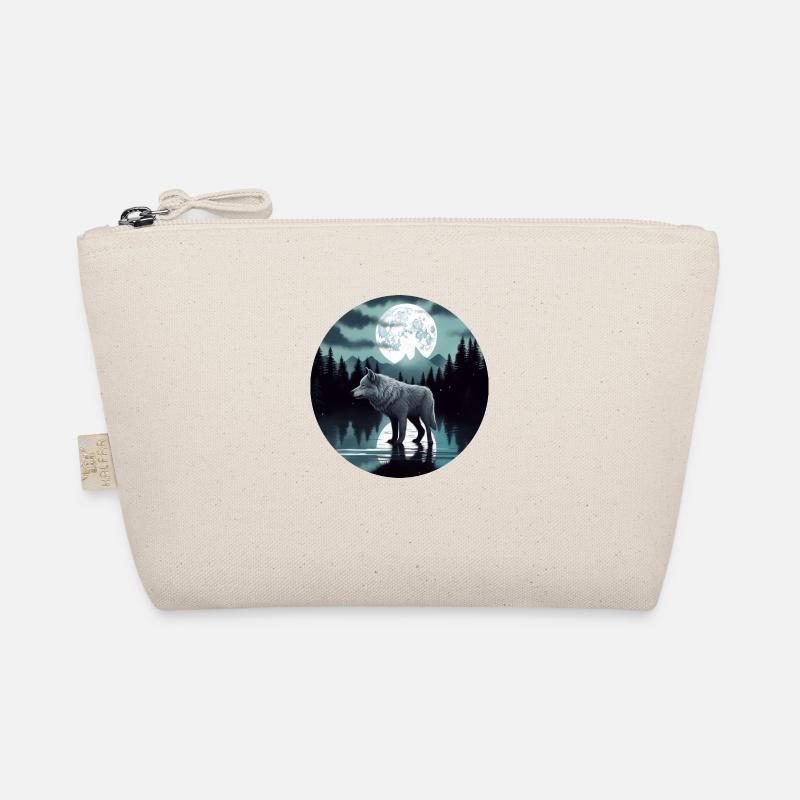 Grey Wolf Survives The Forest Moon Lake Graphic Organic Pouch